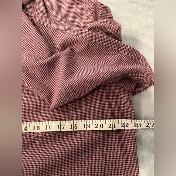 Old Navy Mens Size L Burgundy Gray Houndstooth Collared Button Down Shirt - Picture 9 of 12